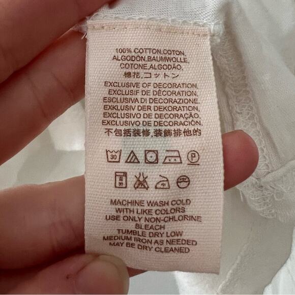 Free People Cream White Embroidered Penny Tee Long Sleeve Blouse Size S - Picture 8 of 8